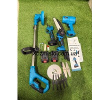 Аккумуляторный универсальный садовый набор 4 в 1 Krafftec Germany 48V / Секатор /пила / Триммер / Воздуходувка