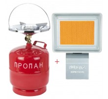Примус газовый комплект Баллон 8л.+ Горелка + Обогреватель 1.5кв до 20кв/м
