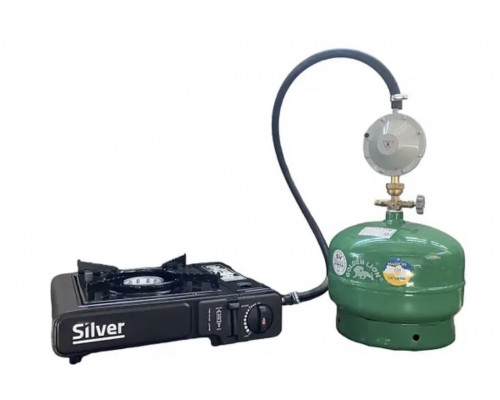 Газовая плита туристическая с адаптером + баллон 5л + редуктор со шлангом + горелка на баллон в подарок