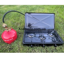 Газовая плита трехкомфорочная + баллон 5л + редуктор со шлангом + горелка на баллон в подарок